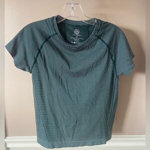 Women's Green Striped Muscle Tee